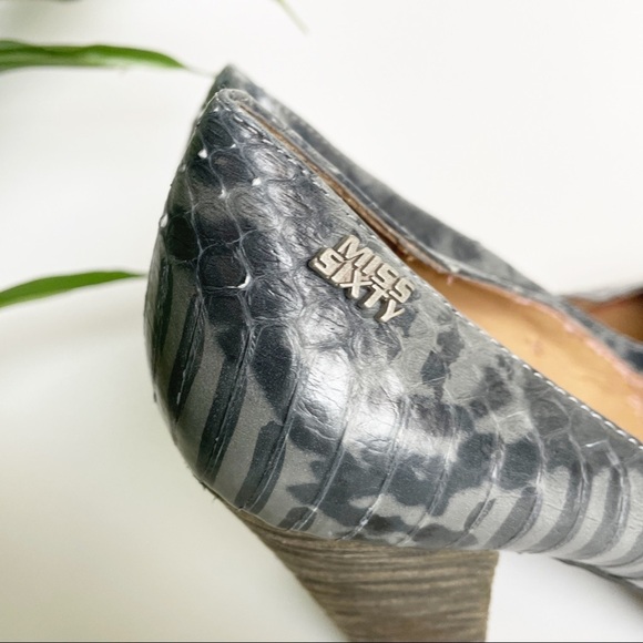 Miss Sixty Pumps Gray Leather Alligator print pumps 38.5/8 - Picture 8 of 11